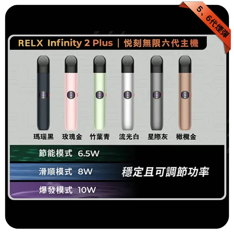 悅刻六代主機【流光白】Relx Infinity 2 煙桿|三檔調節|兼容4/5代煙彈