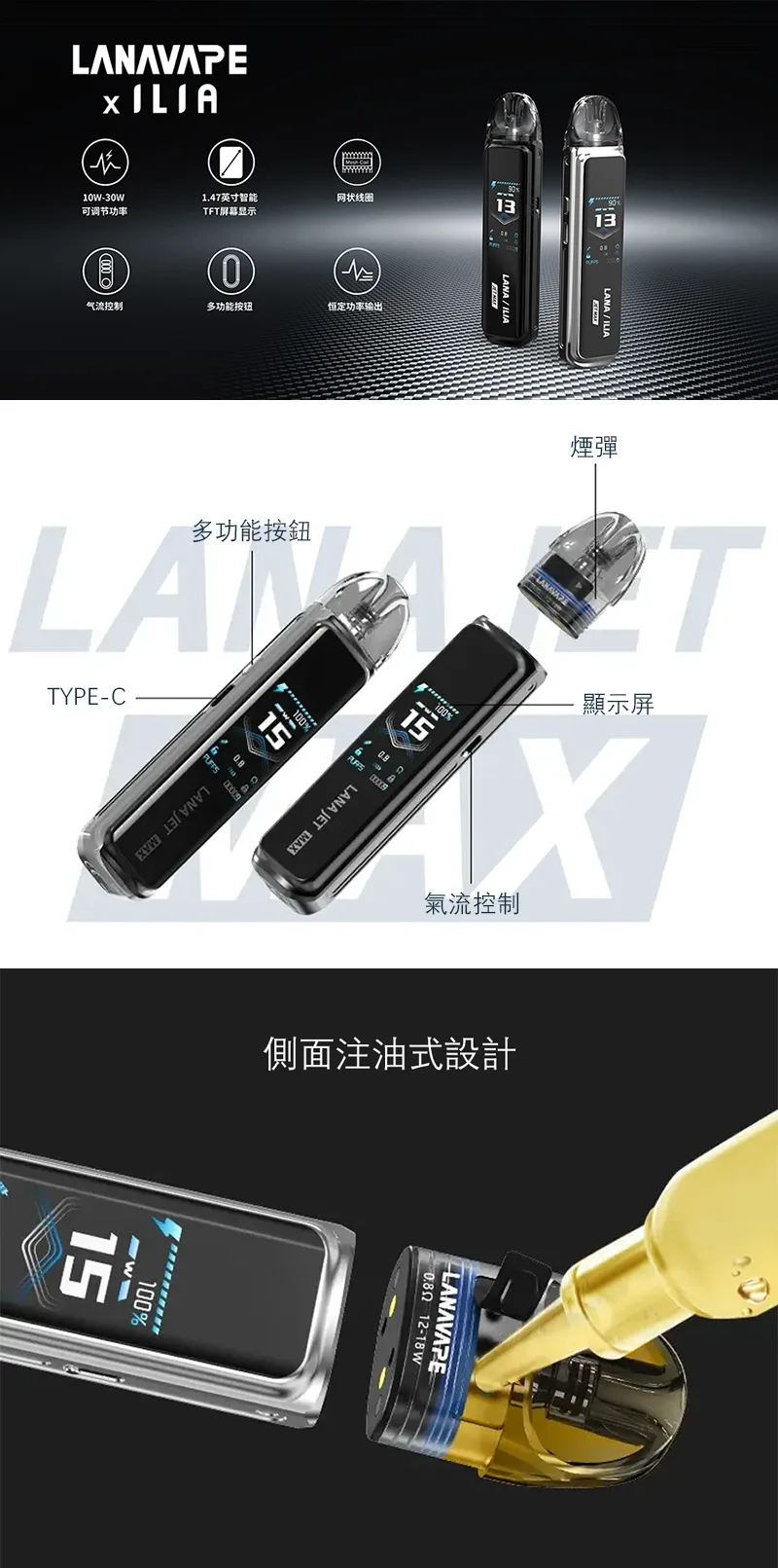 LANA JET MAX 30W 側註油主機套裝 | LANA 新款註油主機 | 智能顯示 台灣現貨 (图2)